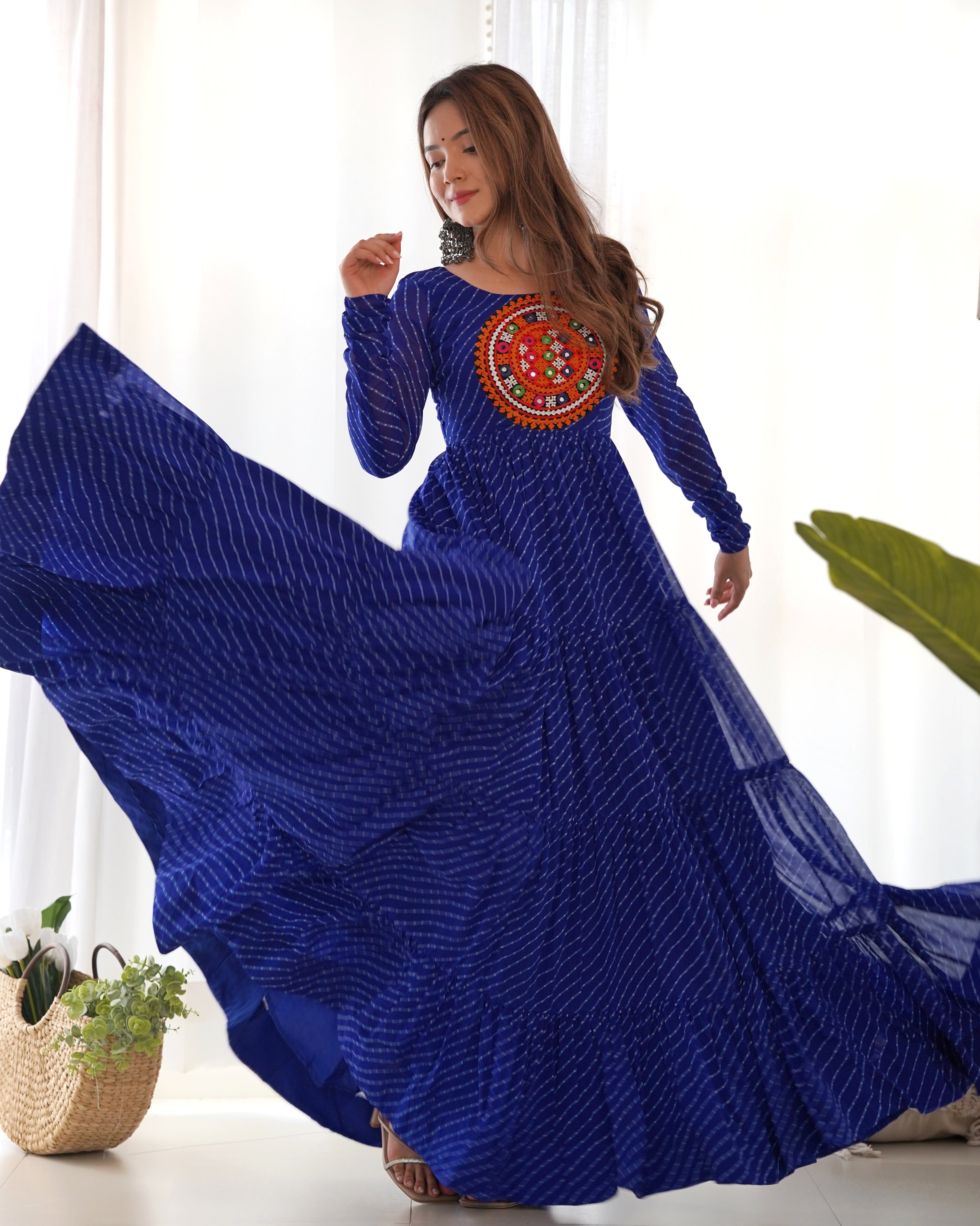 Royal Blue Soft Fox Georgette Anarkali Gown with Huge Flair for Festive Occasions