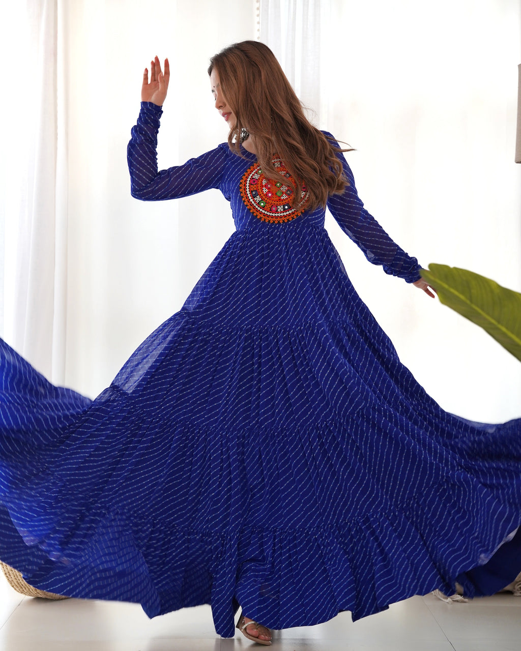 Royal Blue Soft Fox Georgette Anarkali Gown with Huge Flair for Festive Occasions