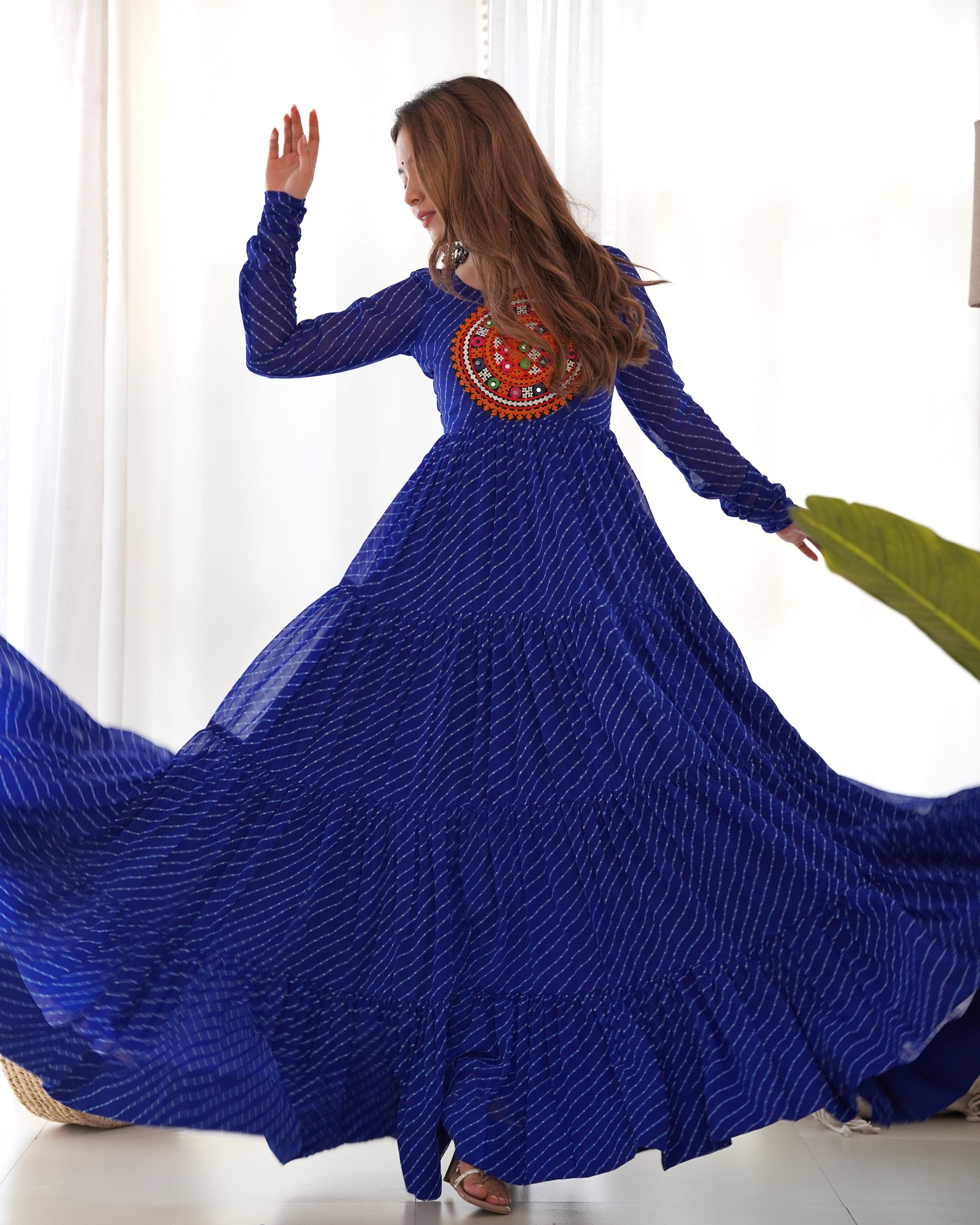 Royal Blue Soft Fox Georgette Anarkali Gown with Huge Flair for Festive Occasions