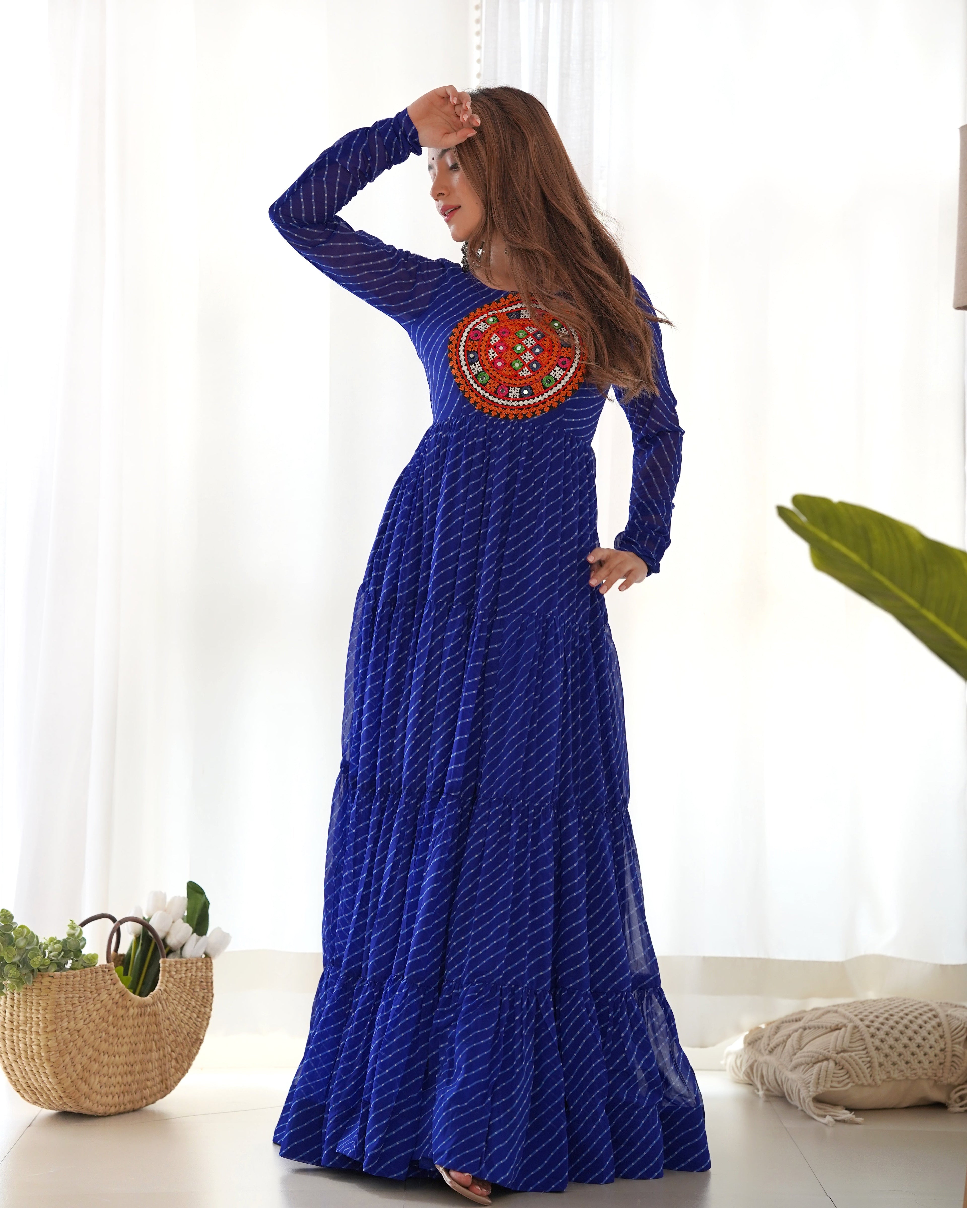 Royal Blue Soft Fox Georgette Anarkali Gown with Huge Flair for Festive Occasions