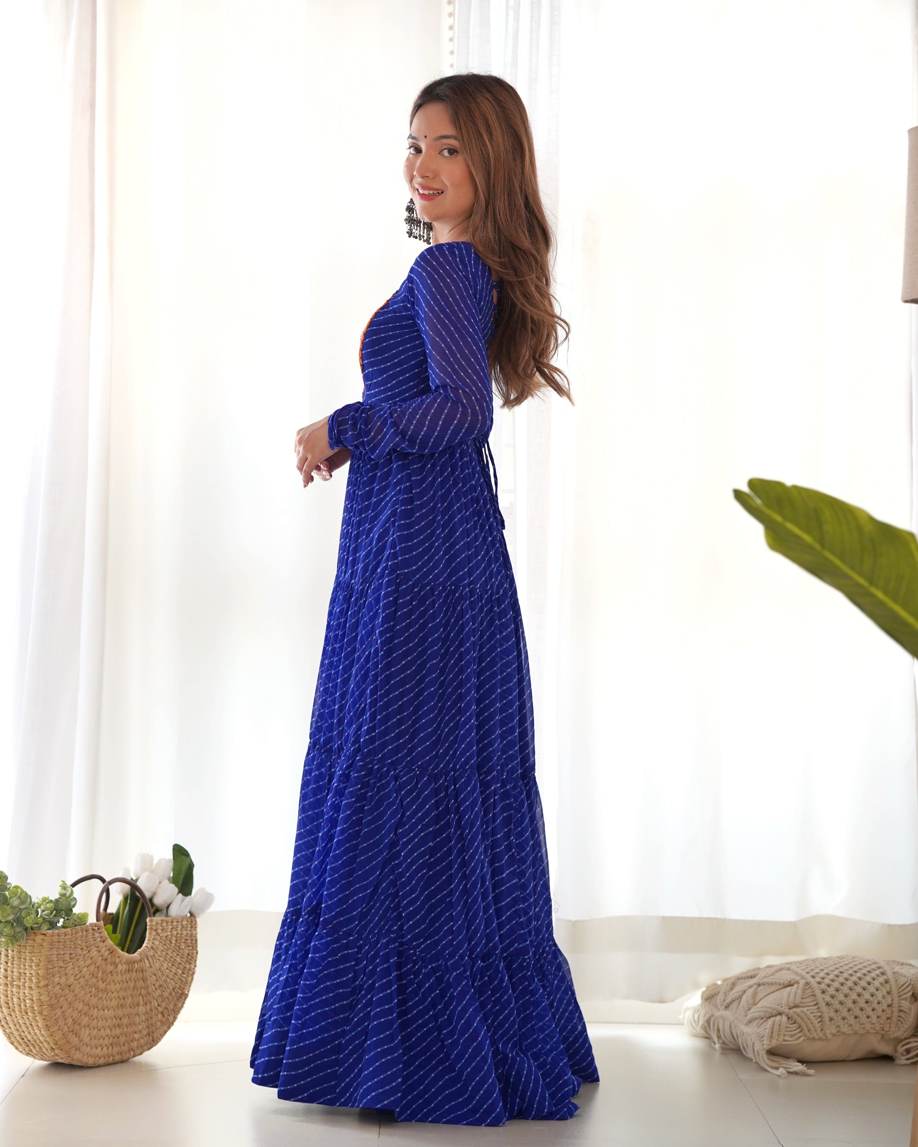 Royal Blue Soft Fox Georgette Anarkali Gown with Huge Flair for Festive Occasions