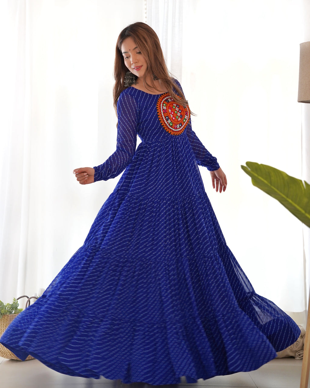 Royal Blue Soft Fox Georgette Anarkali Gown with Huge Flair for Festive Occasions