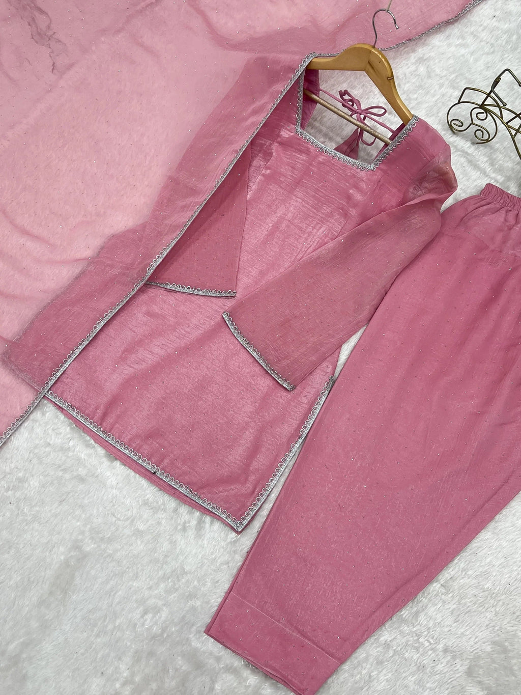 Pink Delightful Lace Border Silk Designer Salwar Suit