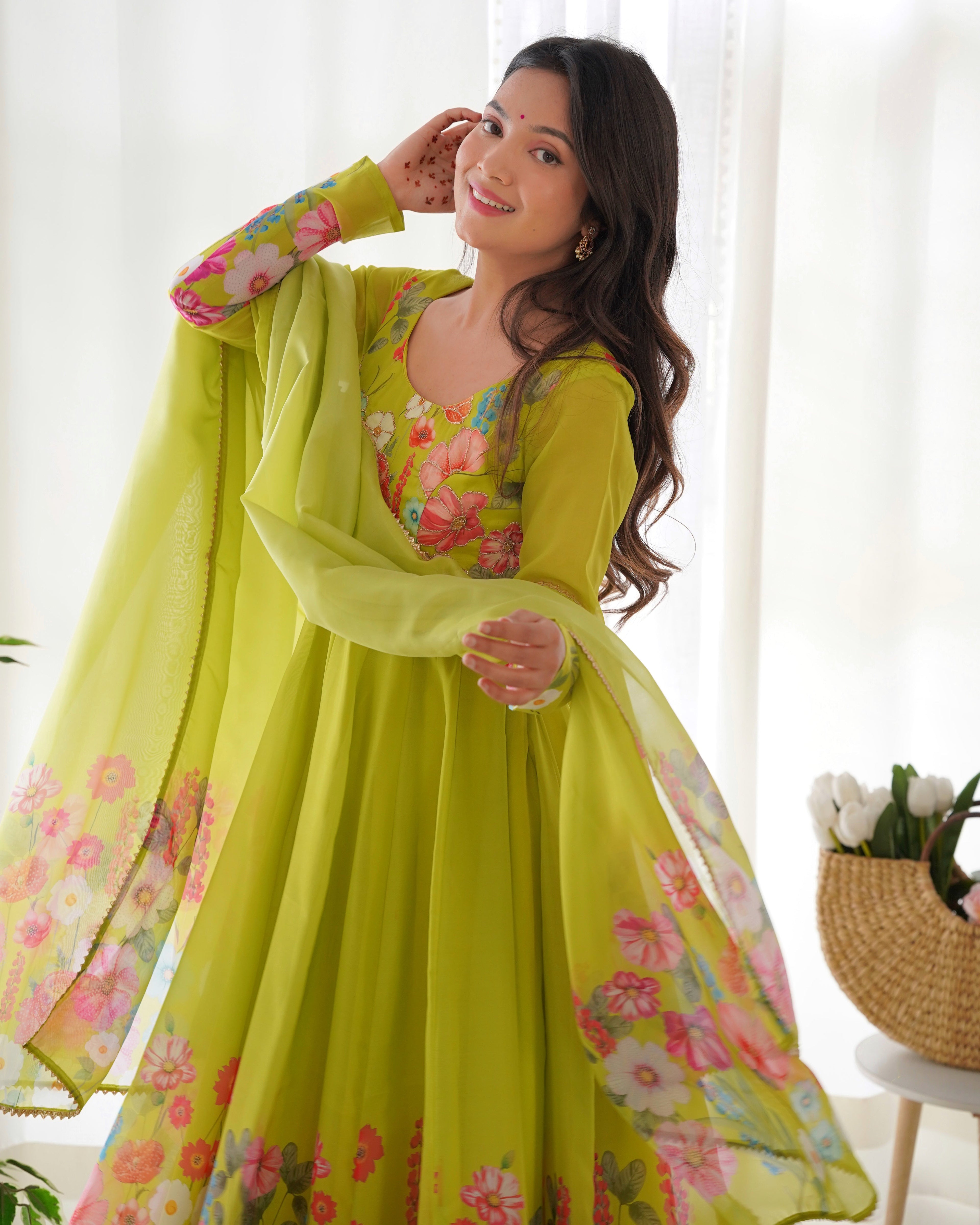 Liril Soft Organza Anarkali Lehenga Suit Set with Huge Flair for Festive Wear