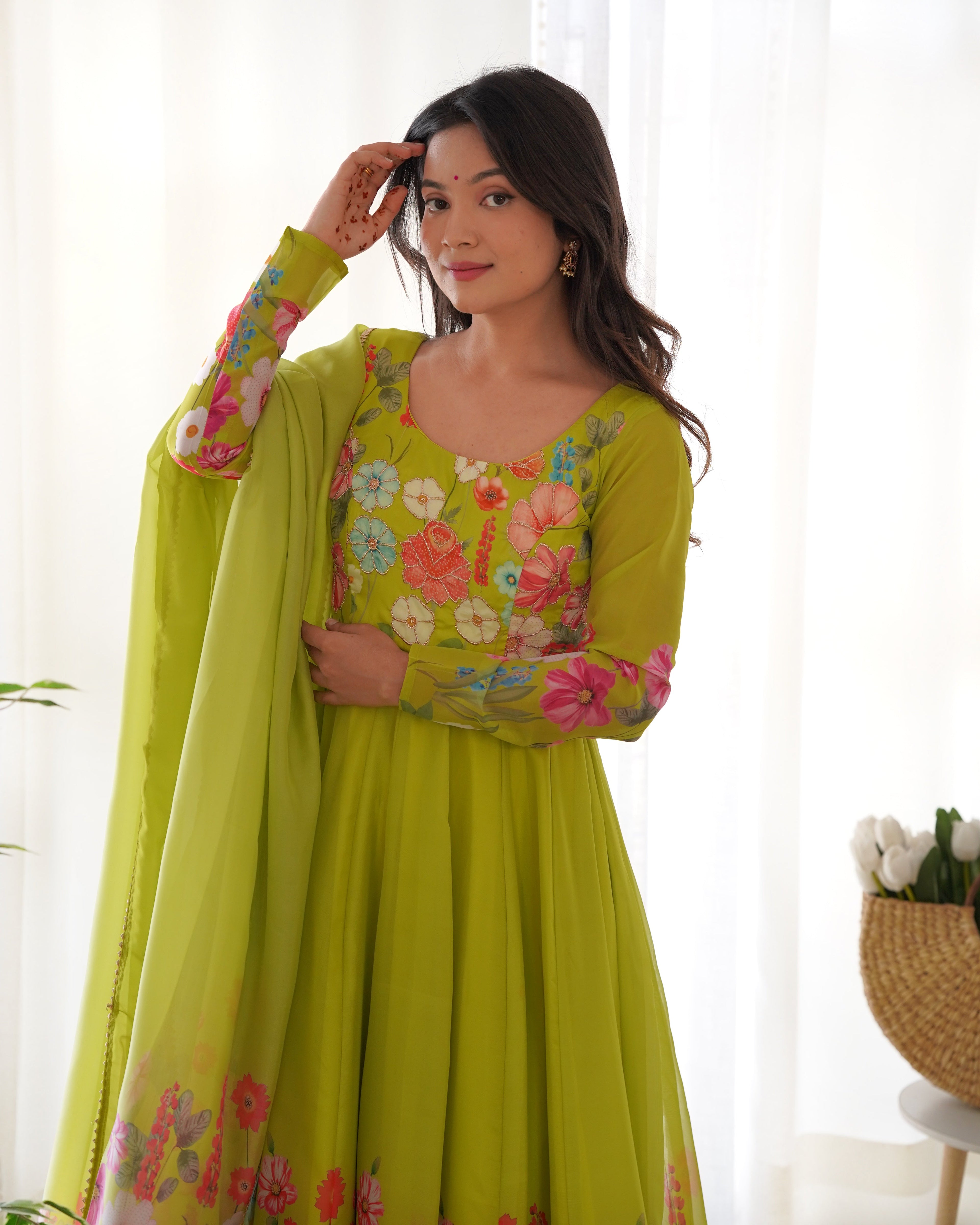 Liril Soft Organza Anarkali Lehenga Suit Set with Huge Flair for Festive Wear