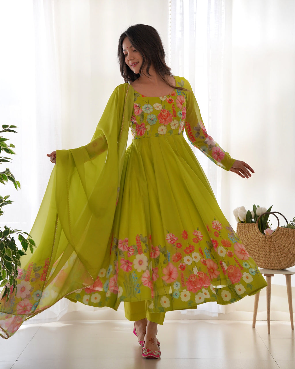 Liril Soft Organza Anarkali Lehenga Suit Set with Huge Flair for Festive Wear