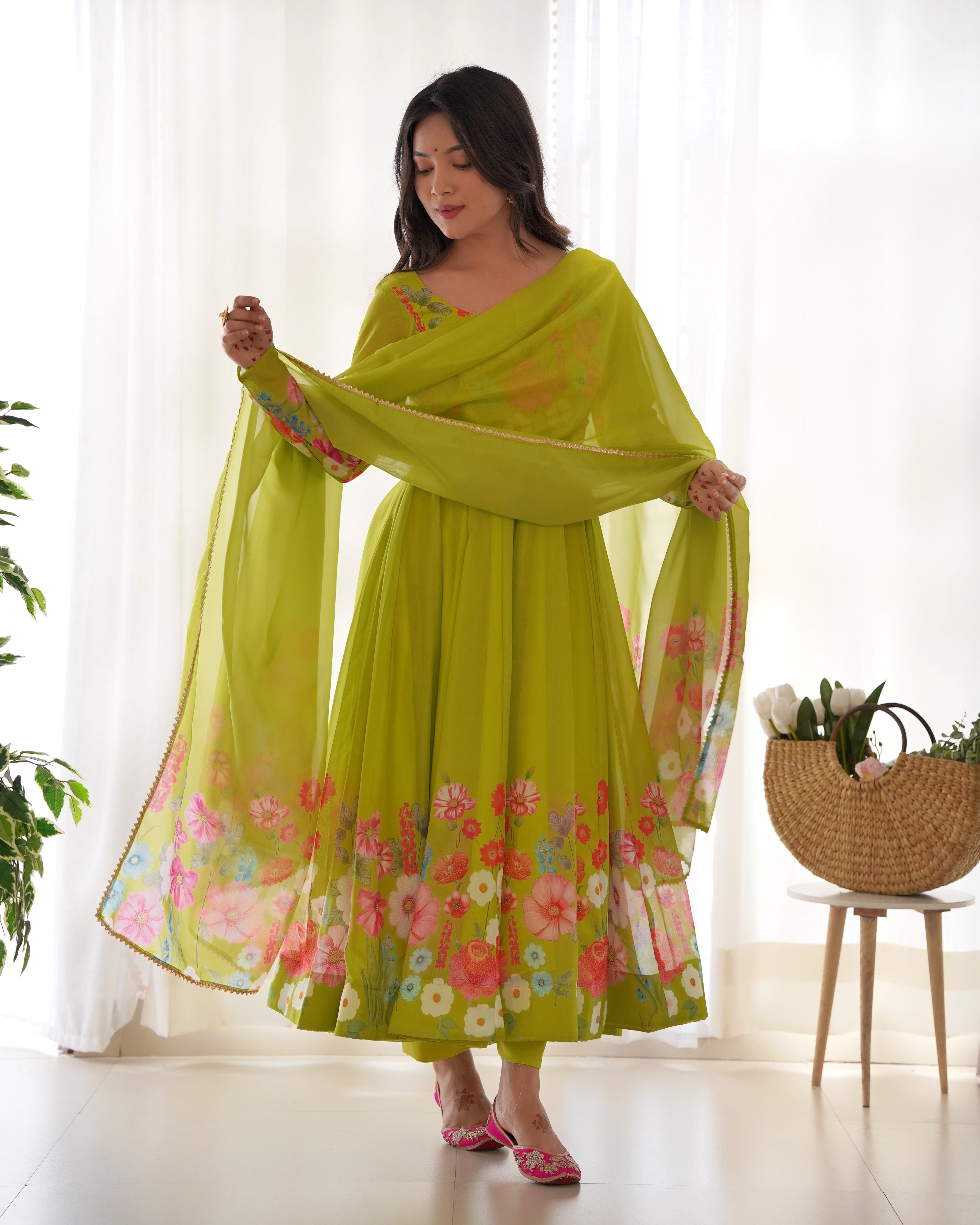 Liril Soft Organza Anarkali Lehenga Suit Set with Huge Flair for Festive Wear