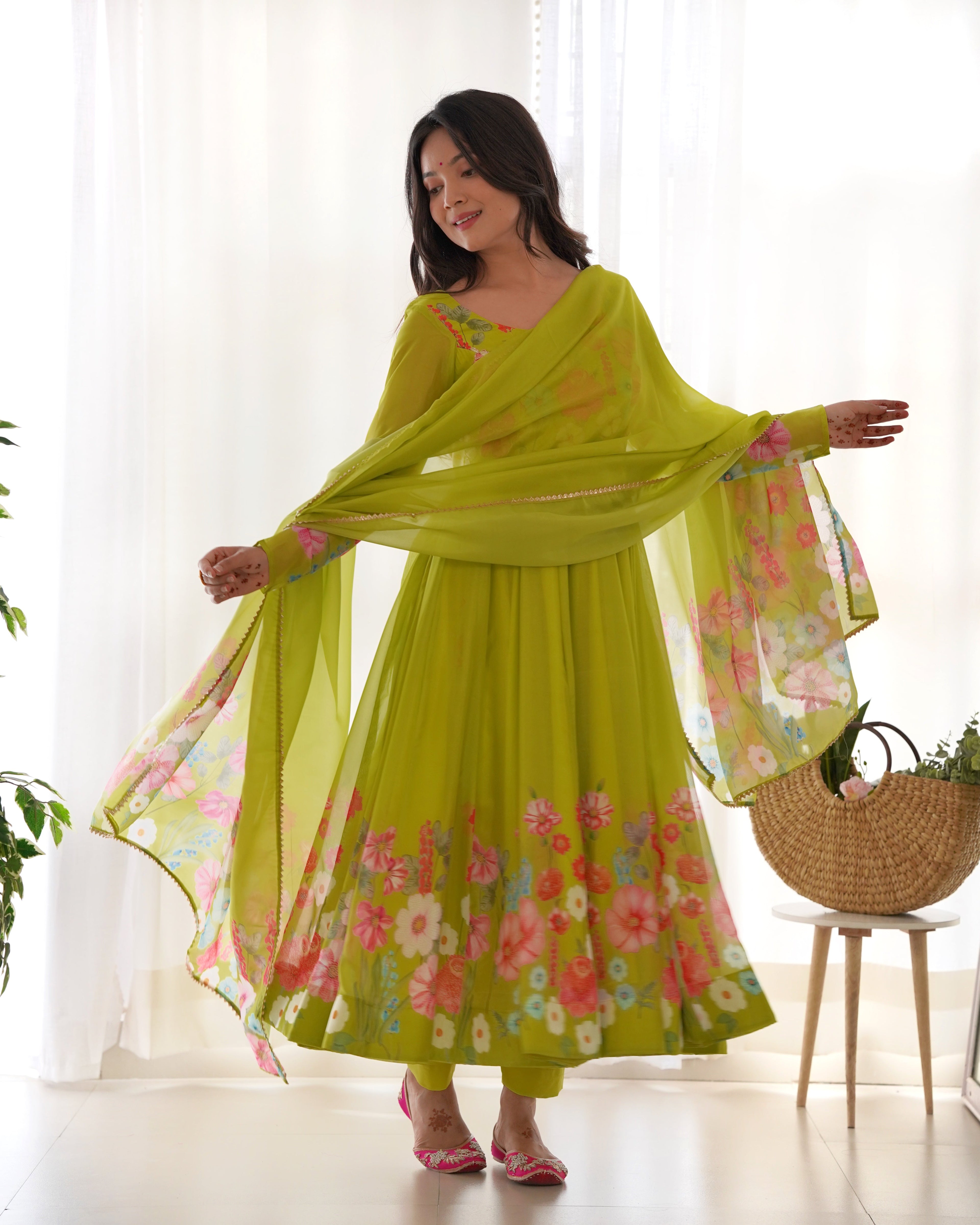 Liril Soft Organza Anarkali Lehenga Suit Set with Huge Flair for Festive Wear