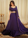 Captivating Purple Sequins Silk Wedding Wear Lehenga Choli