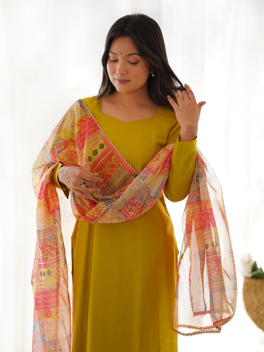 Mustard Wonderful Cotton Festival Wear Straight Kurta With Pant