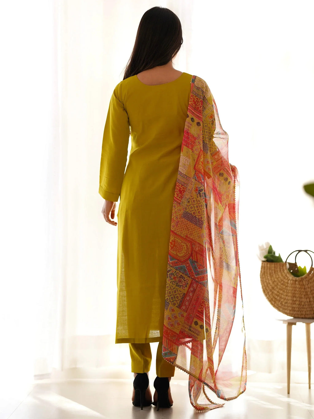 Mustard Wonderful Cotton Festival Wear Straight Kurta With Pant