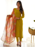 Mustard Wonderful Cotton Festival Wear Straight Kurta With Pant