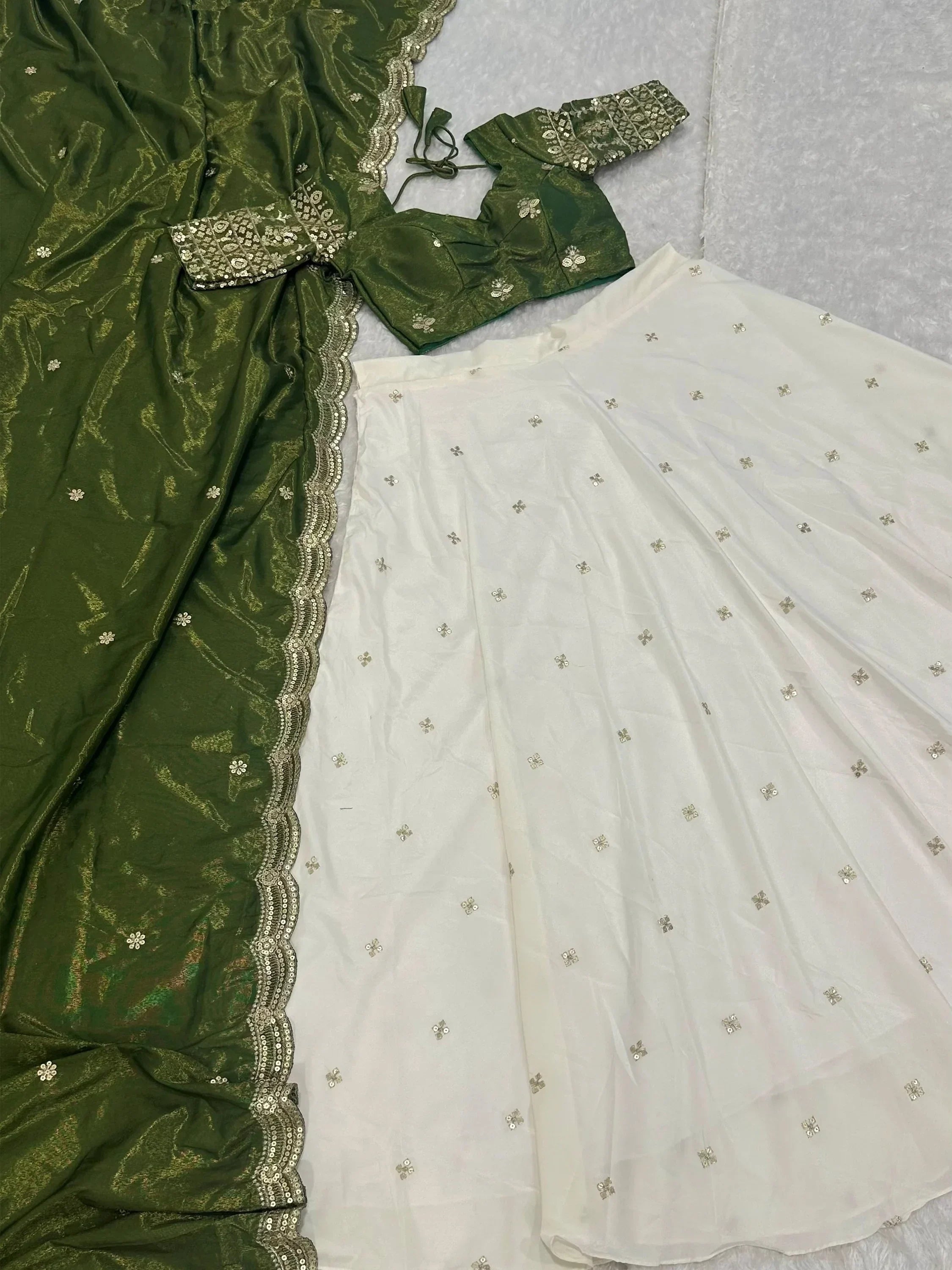 Gorgeous White Silk Sequins Work Function Wear Lehenga Choli