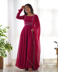 Pink Soft Georgette Anarkali Lehenga Suit with huge flair for festive occasions