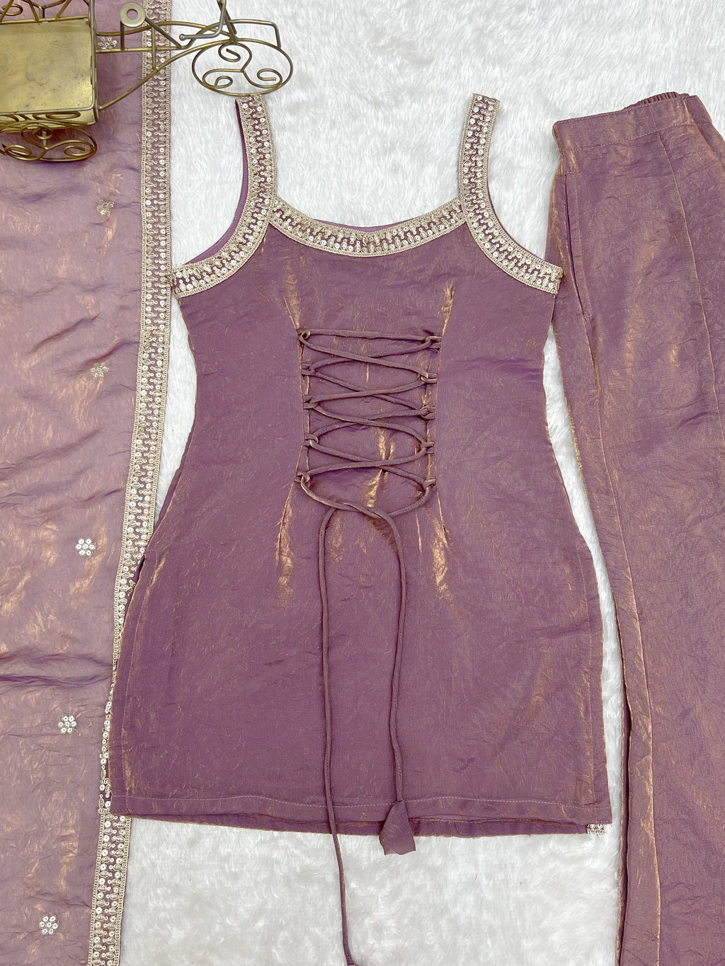 Purple Adorable Sea Zari Embroidered Silk Festival Wear Palazzo Suit