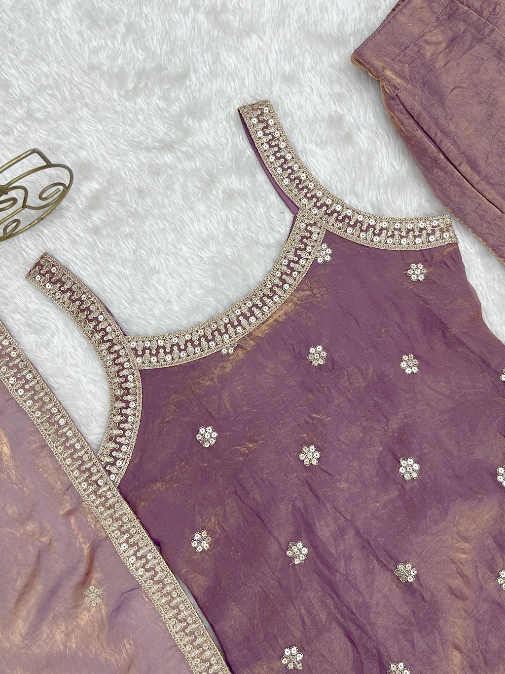 Purple Adorable Sea Zari Embroidered Silk Festival Wear Palazzo Suit