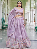 Lavender Gorgeous Embroidered Crushed Wedding Wear Lehenga Choli