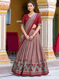 Maroon Spectacular Digital Printed Silk Marriage Wear Lehenga With Choli