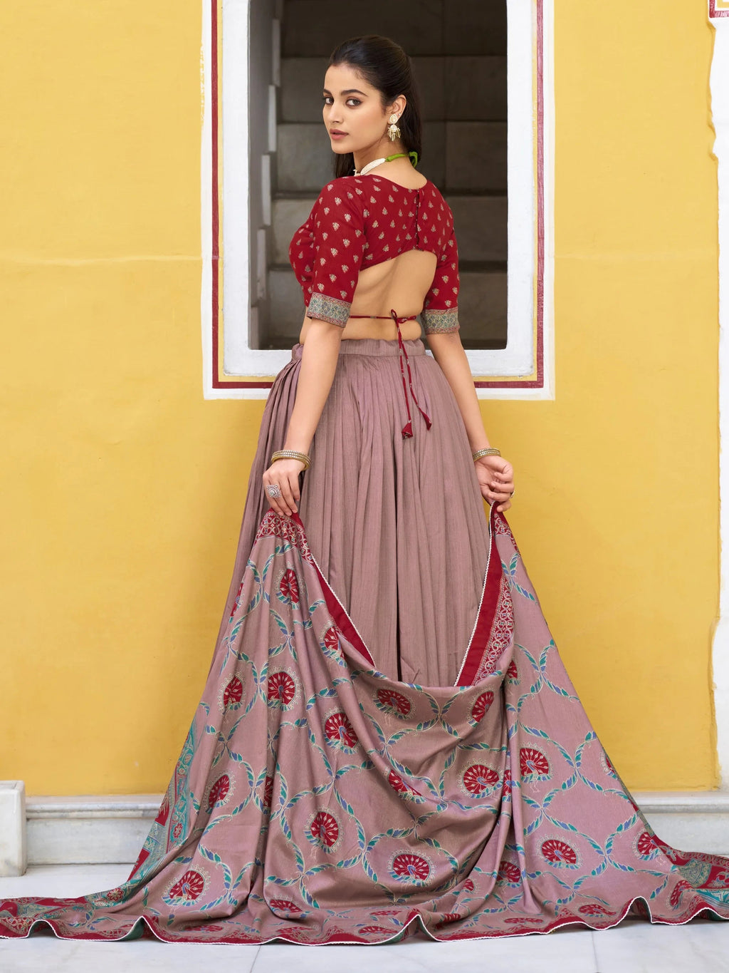 Maroon Spectacular Digital Printed Silk Marriage Wear Lehenga With Choli