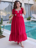 Pink Adorable Beads Work Silk Casual Wear Dress