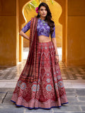 Maroon Stunning Digital Printed Silk Traditional Lehenga Choli