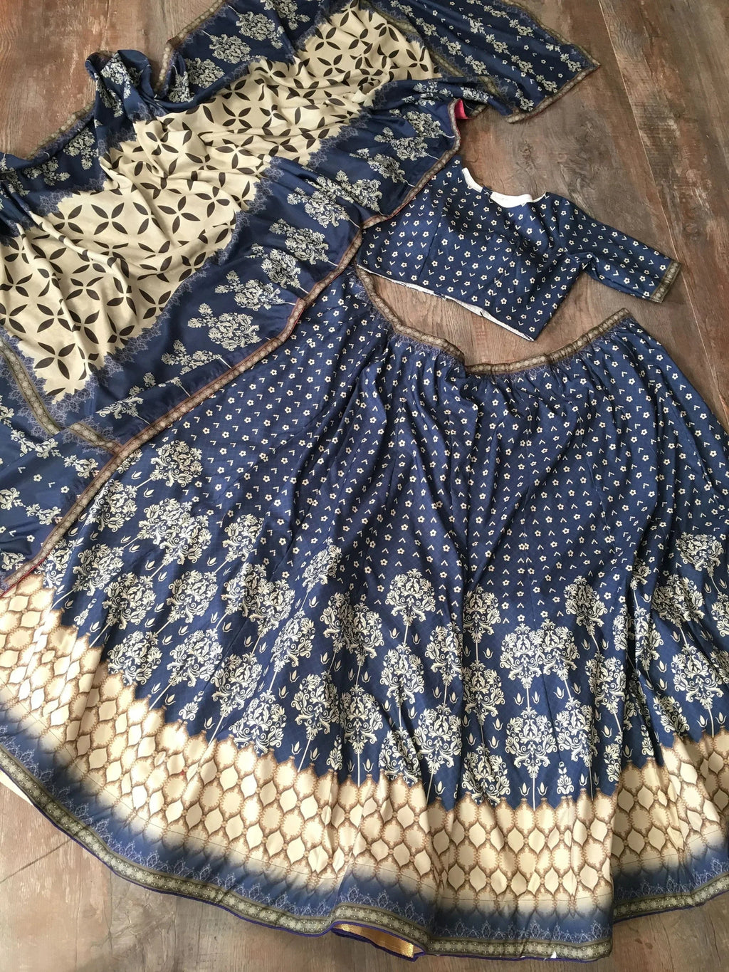 Wonderful Navy Blue Digital Printed Silk Festival Wear Lehenga Choli