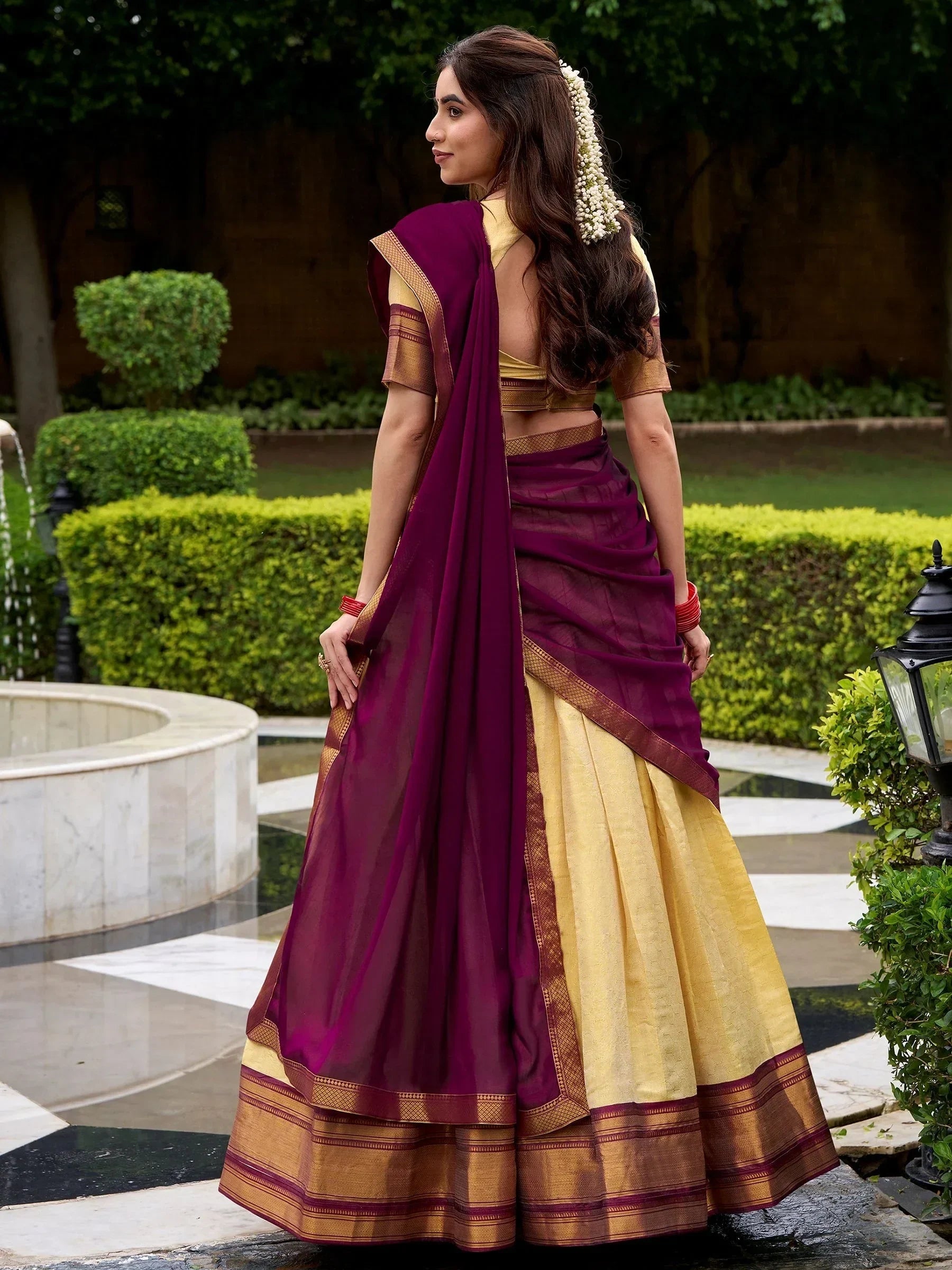 Beige Captivating Zari Weaving Jacquard Silk Lehenga Choli