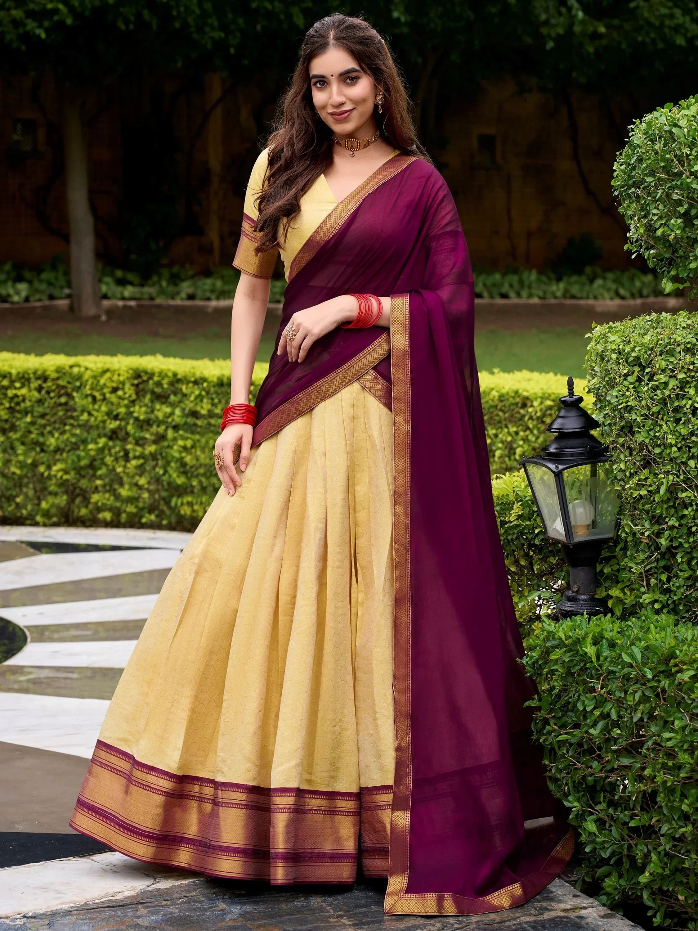 Beige Captivating Zari Weaving Jacquard Silk Lehenga Choli