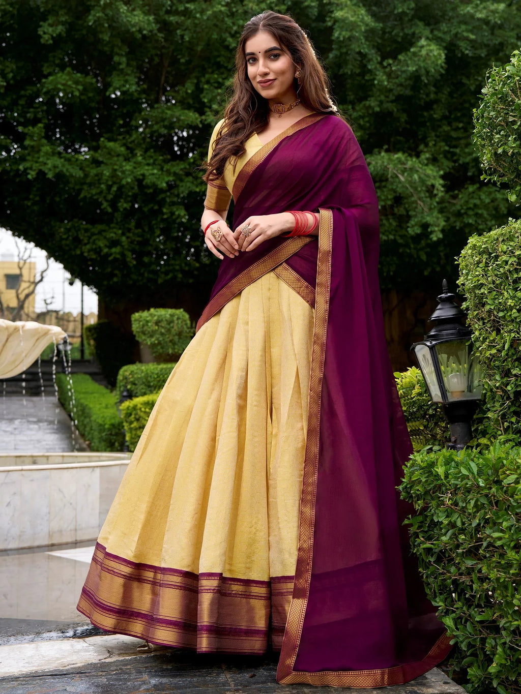 Beige Captivating Zari Weaving Jacquard Silk Lehenga Choli