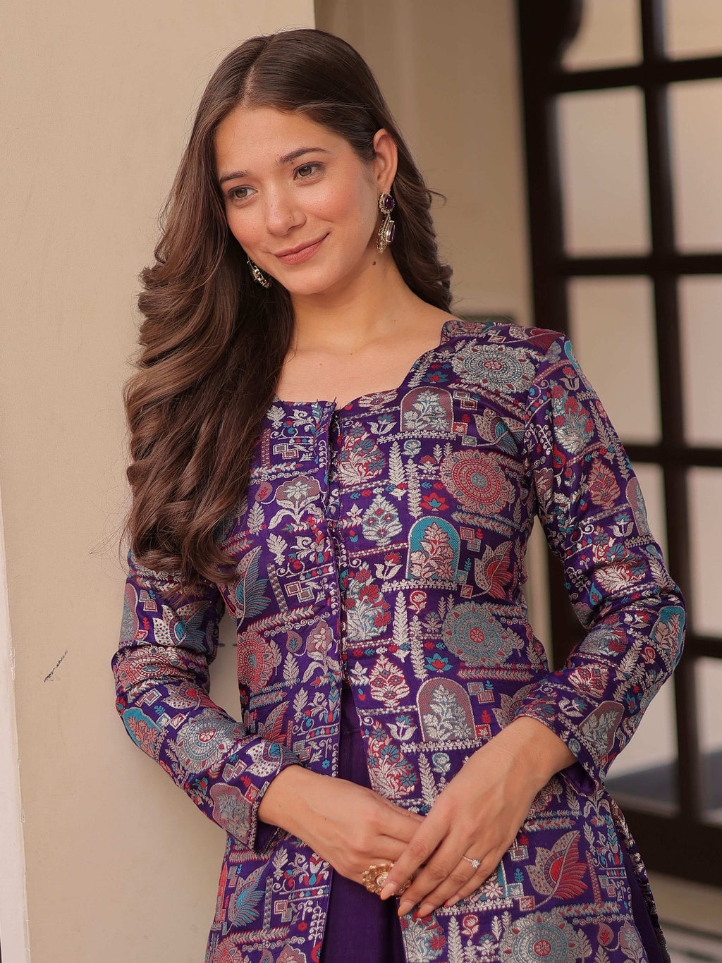 Purple Adorable Silk Zari Weaving Bridesmaids Lehenga With Jacket
