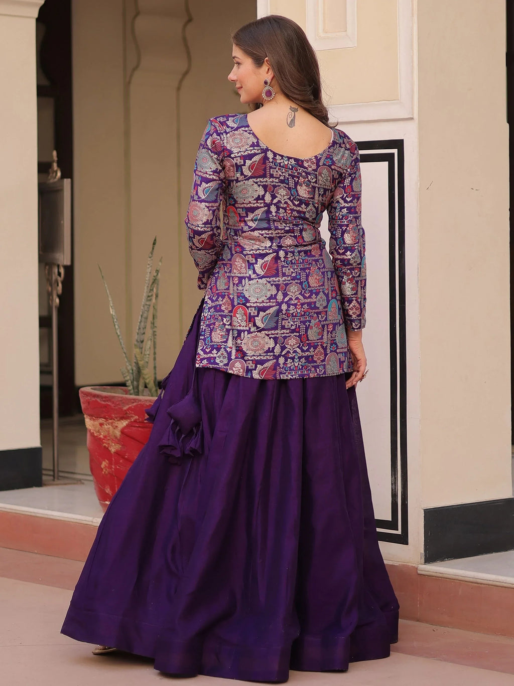 Purple Adorable Silk Zari Weaving Bridesmaids Lehenga With Jacket