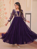 Purple Gorgeous Georgette Sequins Traditional Anarkali Gown