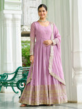 Pink Beautiful Georgette Embroidered Wedding Wear Gown With Dupatta