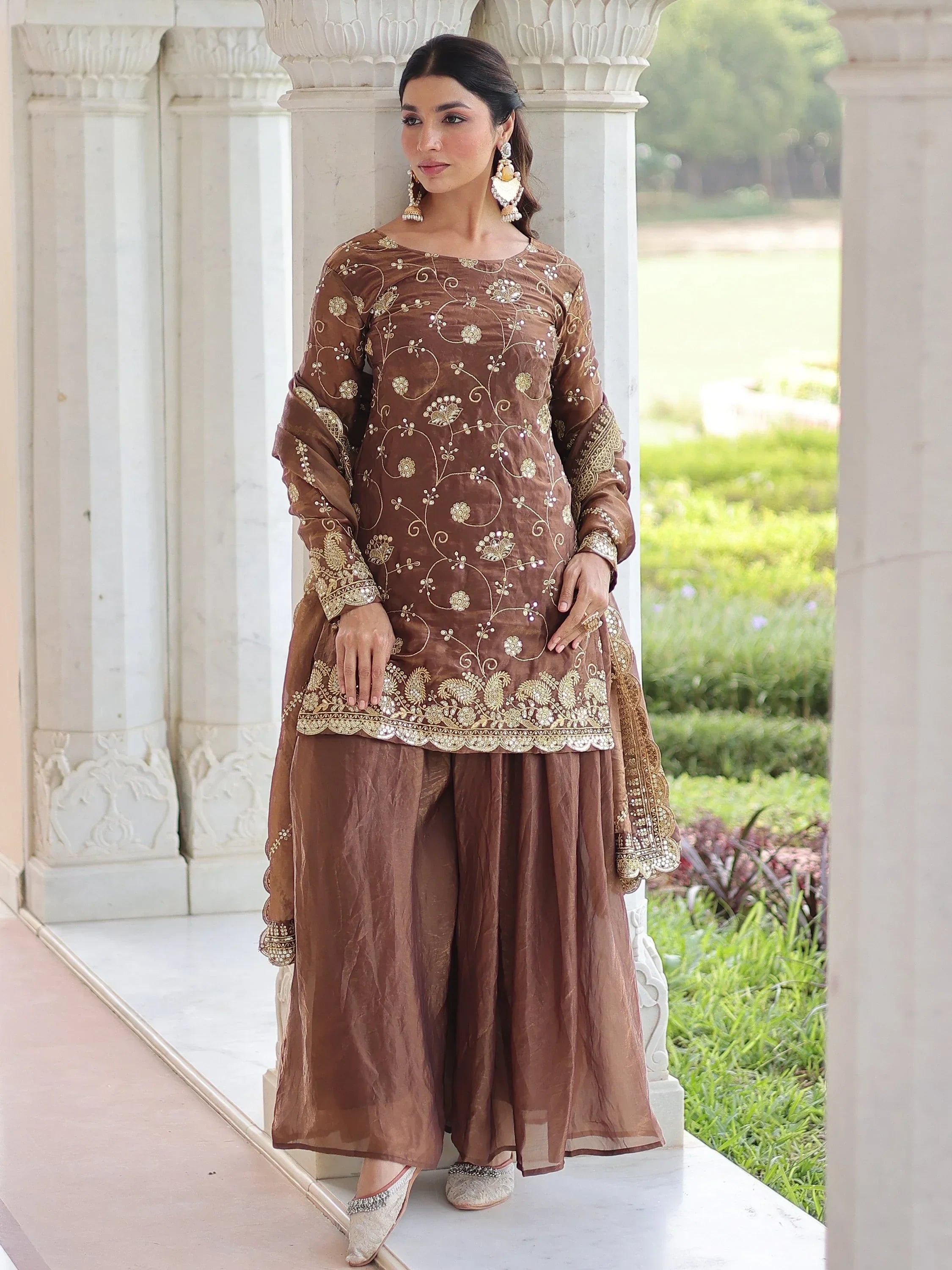 Charming Adorable Sequins Embroidered Organza Festive Wear Salwar Kameez