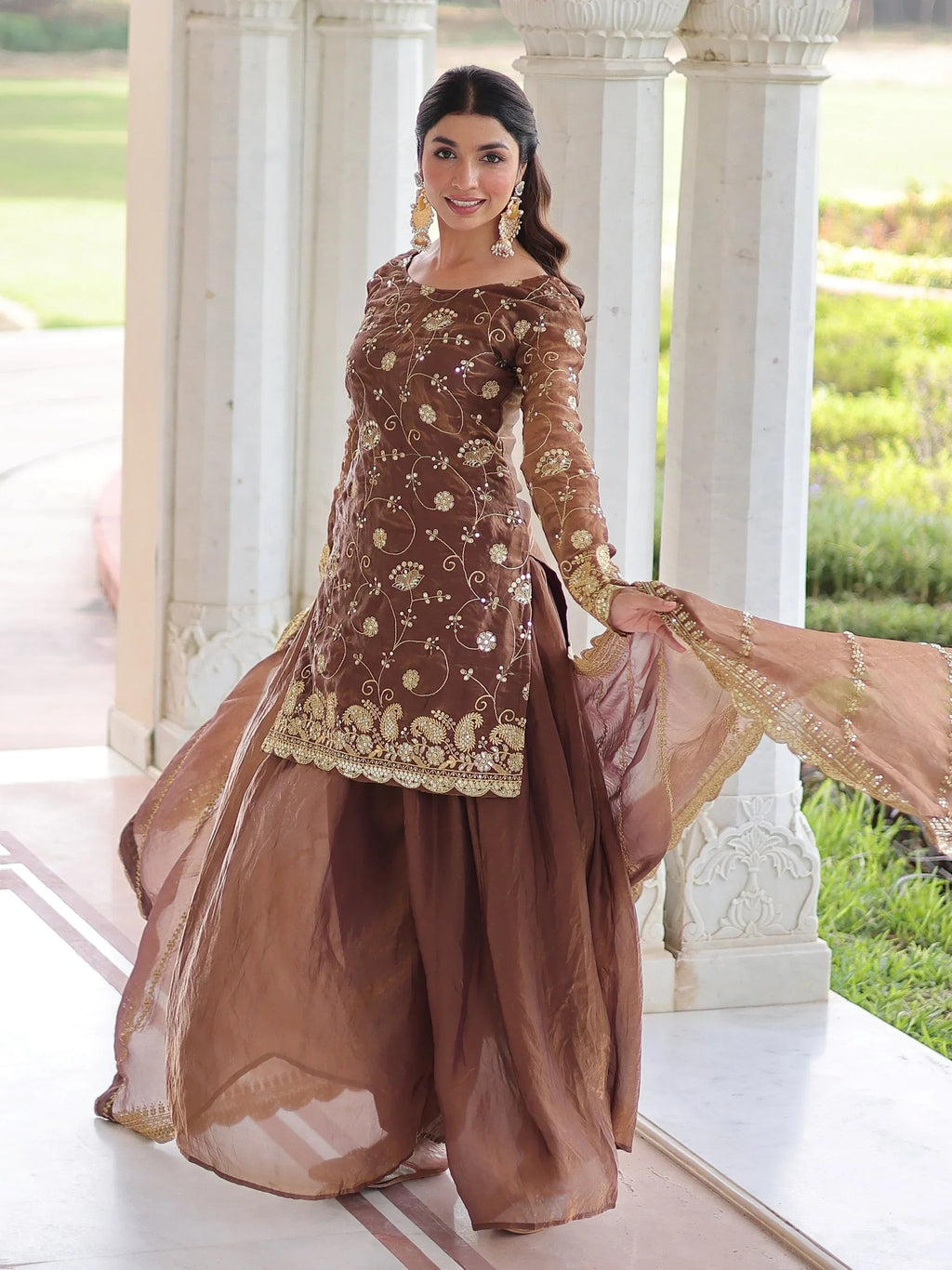 Charming Adorable Sequins Embroidered Organza Festive Wear Salwar Kameez