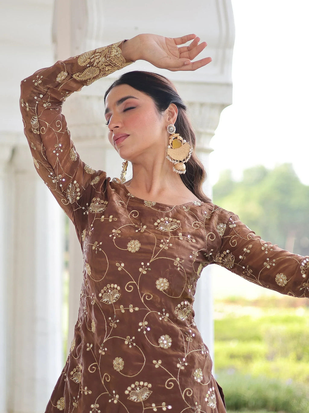 Charming Adorable Sequins Embroidered Organza Festive Wear Salwar Kameez