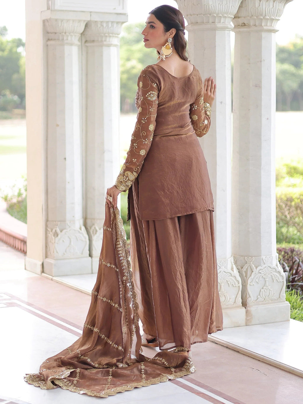 Charming Adorable Sequins Embroidered Organza Festive Wear Salwar Kameez