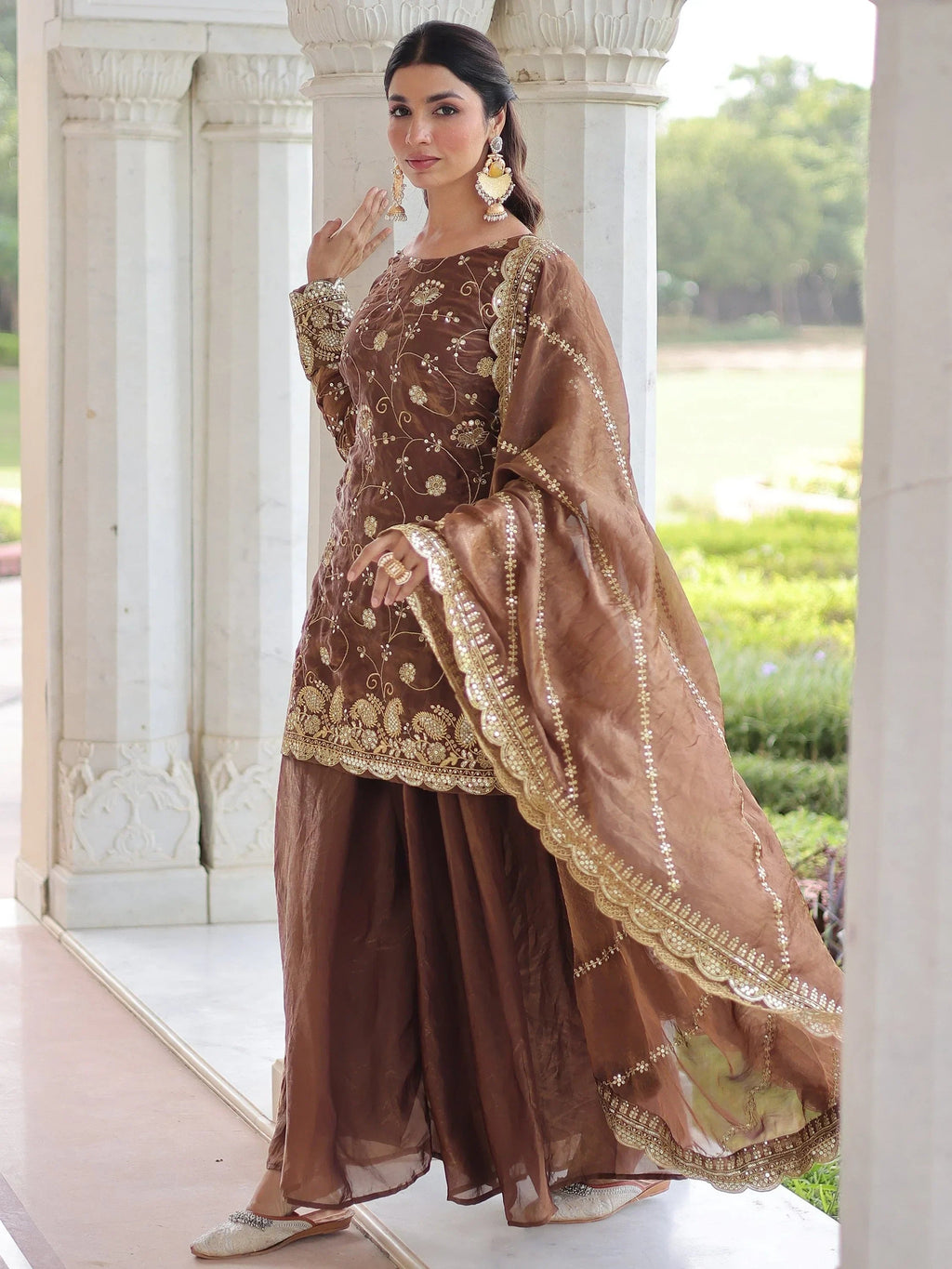 Charming Adorable Sequins Embroidered Organza Festive Wear Salwar Kameez