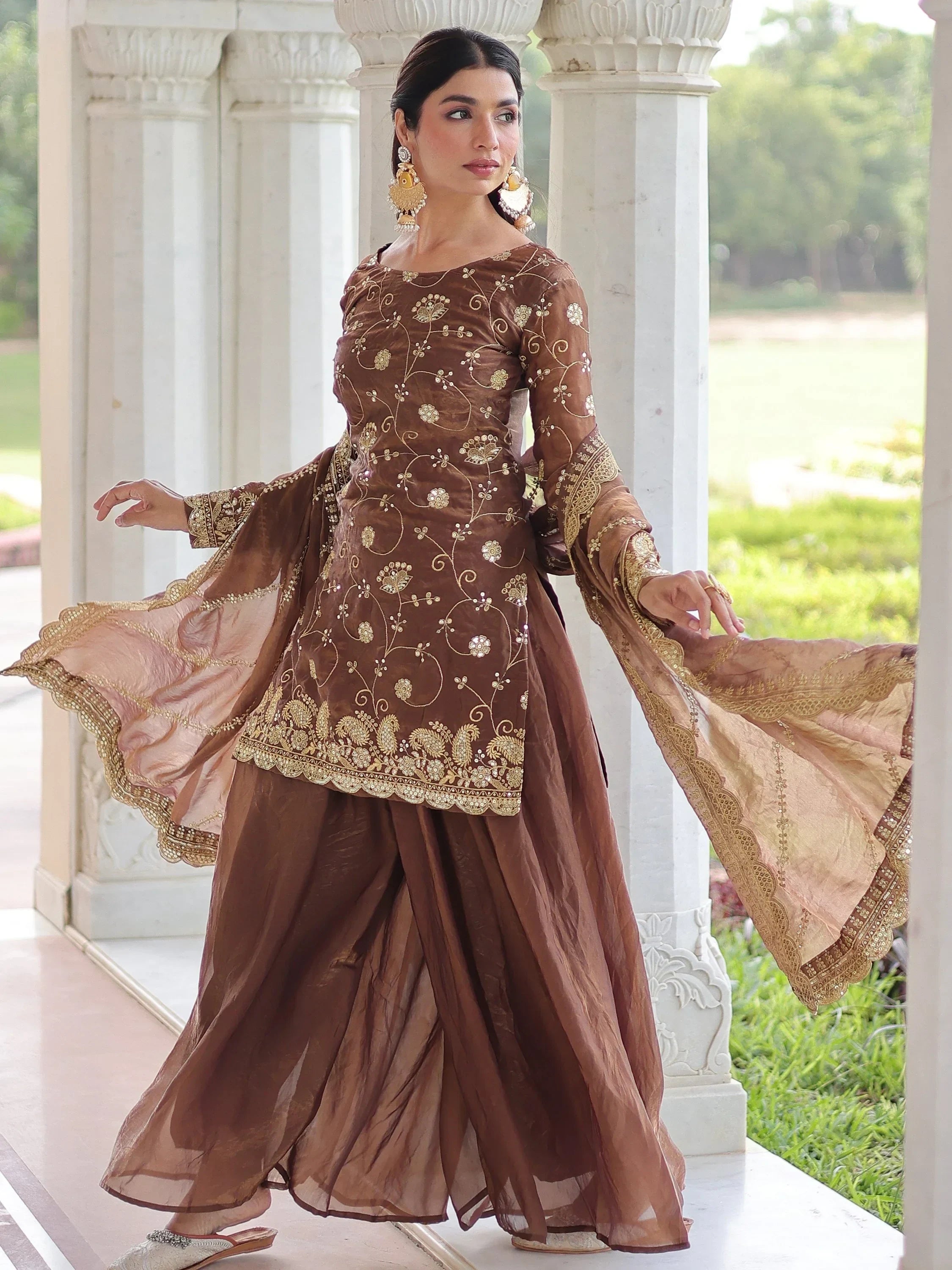 Charming Adorable Sequins Embroidered Organza Festive Wear Salwar Kameez