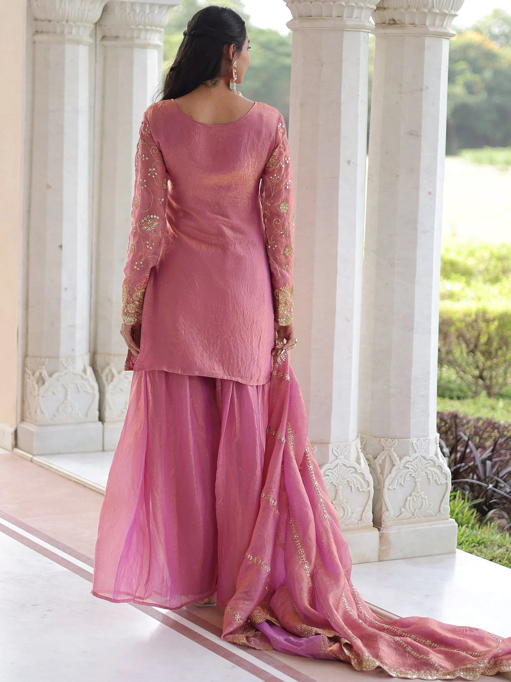 Pink Adorable Sequins Embroidered Organza Festive Wear Salwar Kameez
