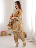 Incredible Golden Mirror Work Tissue Party Wear Co-ord Set With Batwa