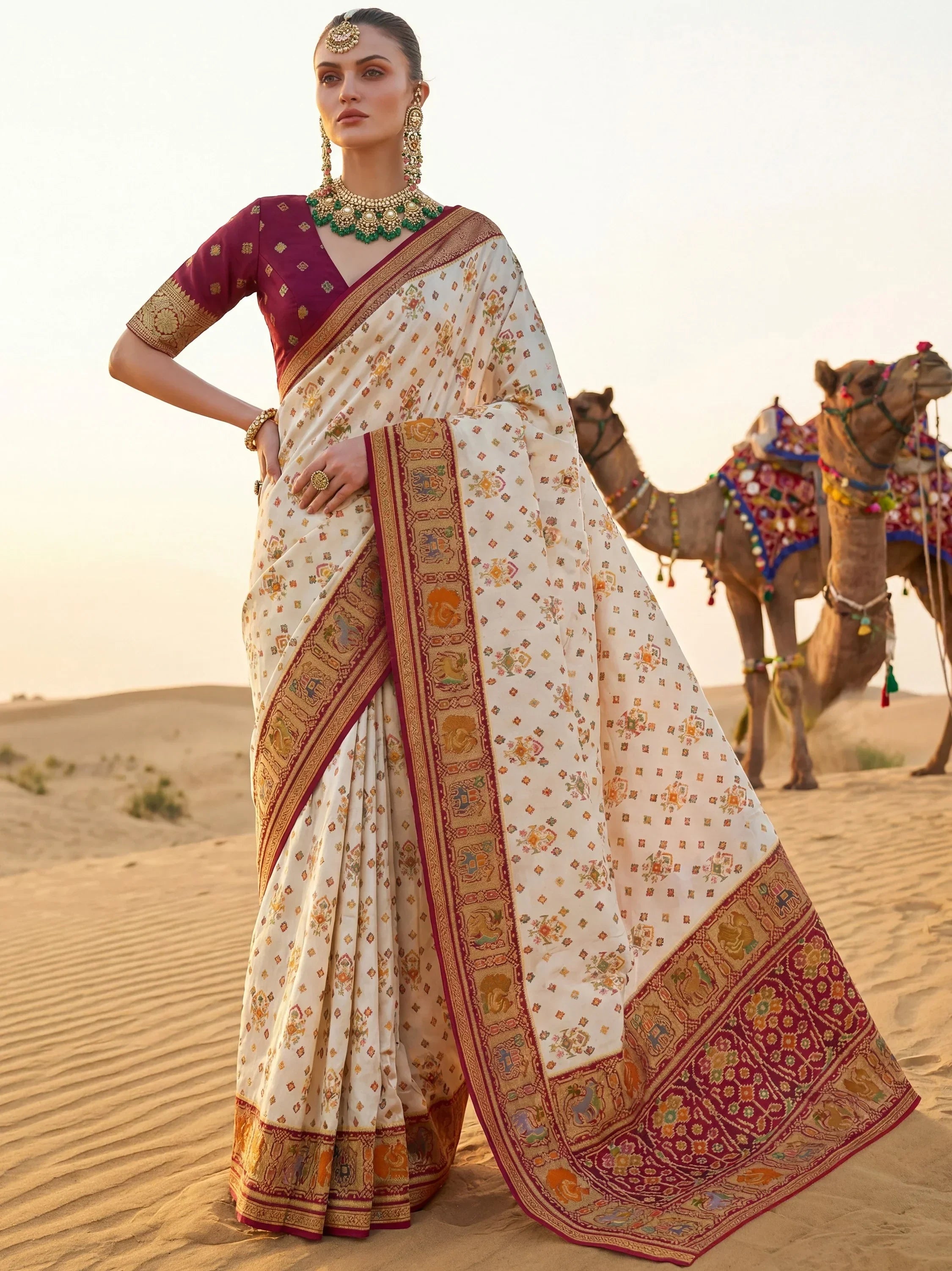 Maroon Incredible Zari Weaving Silk Wedding Wear Saree With Blouse