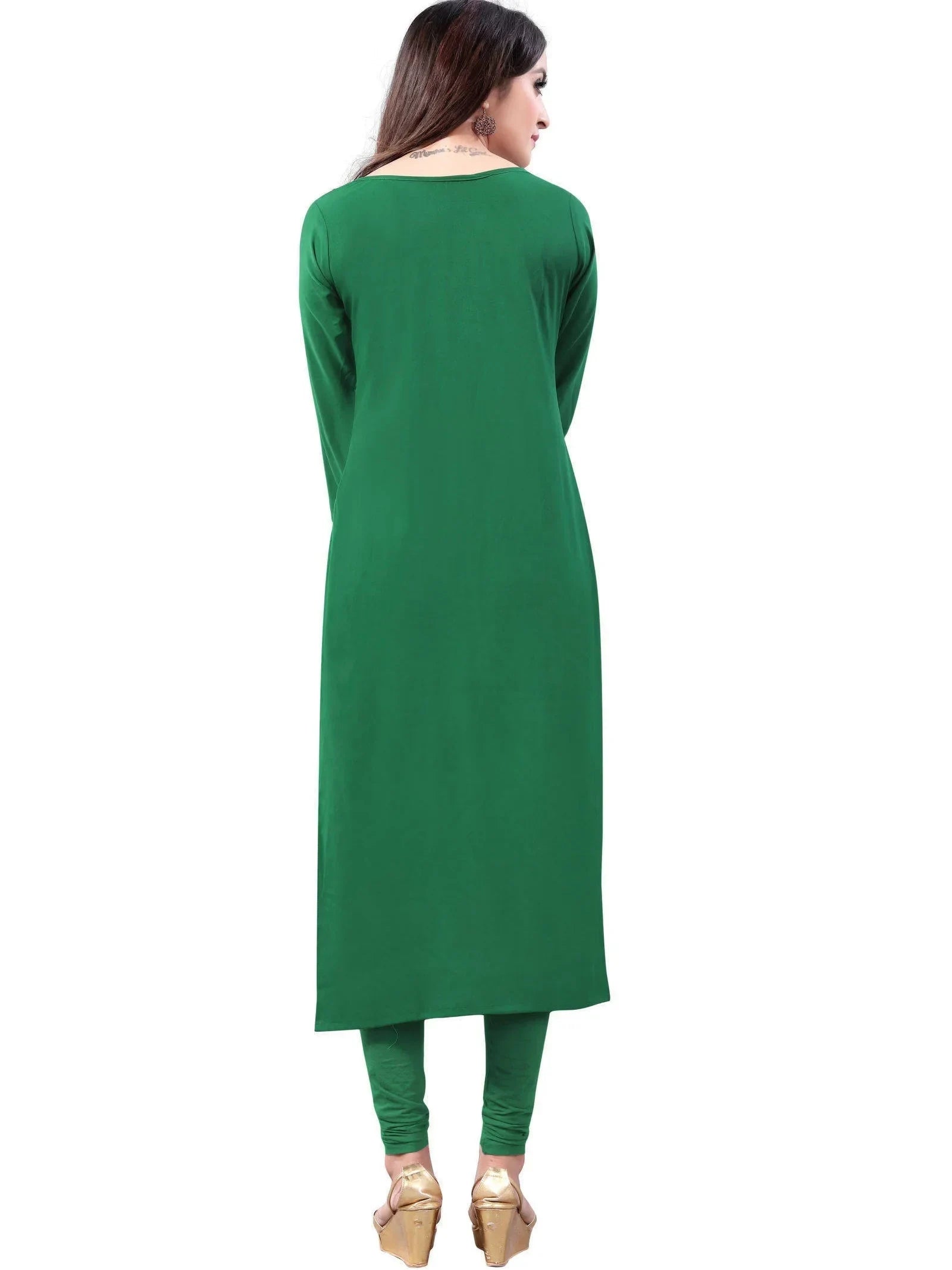 White-Green Digital Floral Printed Crepe Readymade Kurti