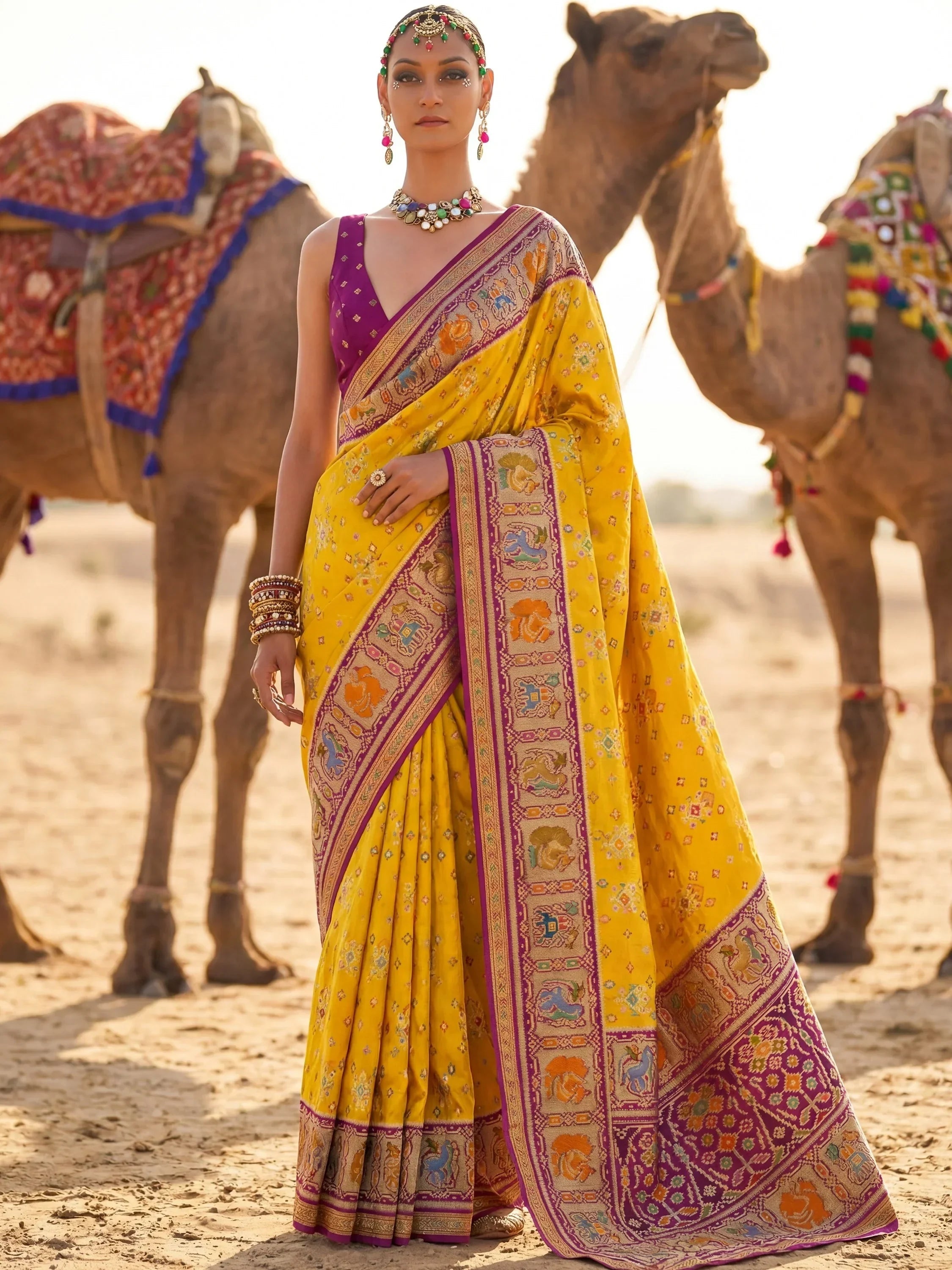 Mustard Incredible Zari Weaving Silk Wedding Wear Saree With Blouse