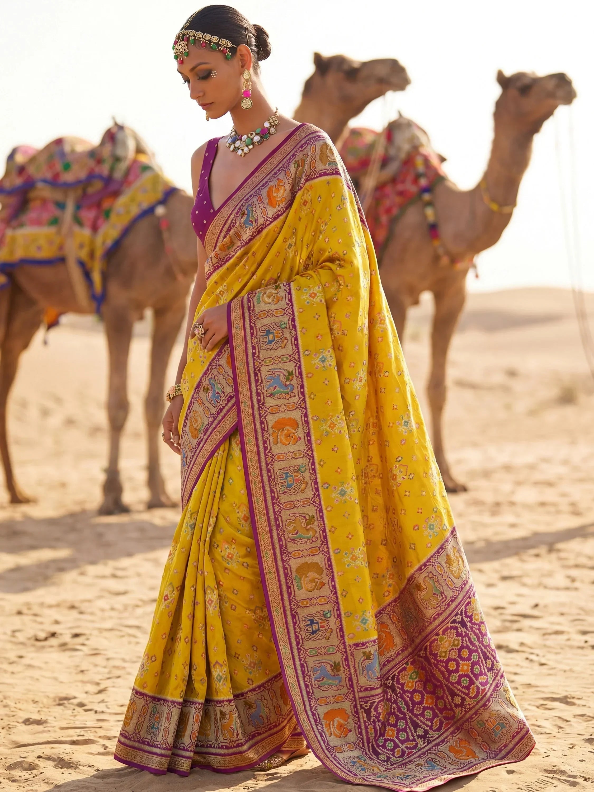 Mustard Incredible Zari Weaving Silk Wedding Wear Saree With Blouse