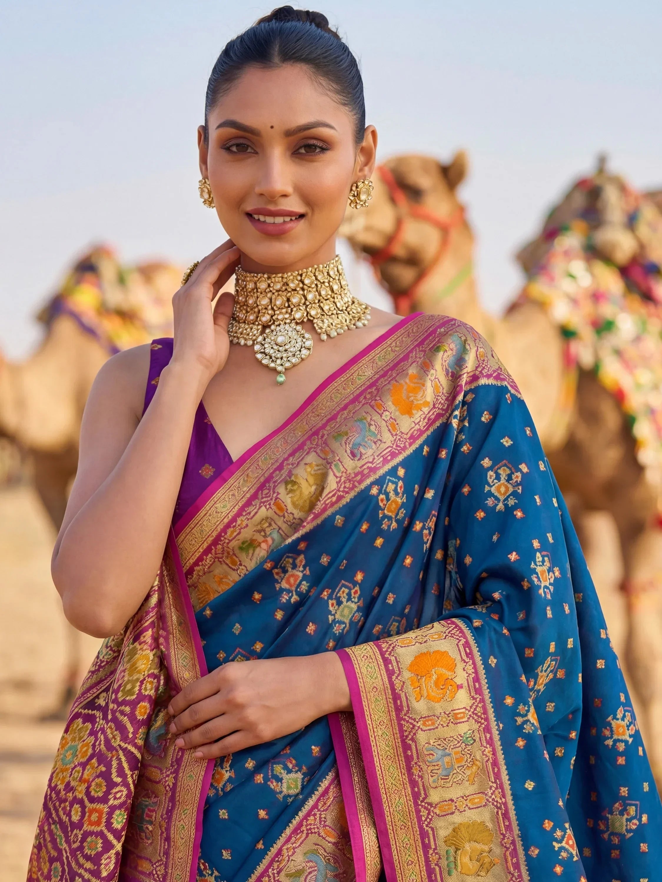 Teal Incredible Zari Weaving Silk Wedding Wear Saree With Blouse