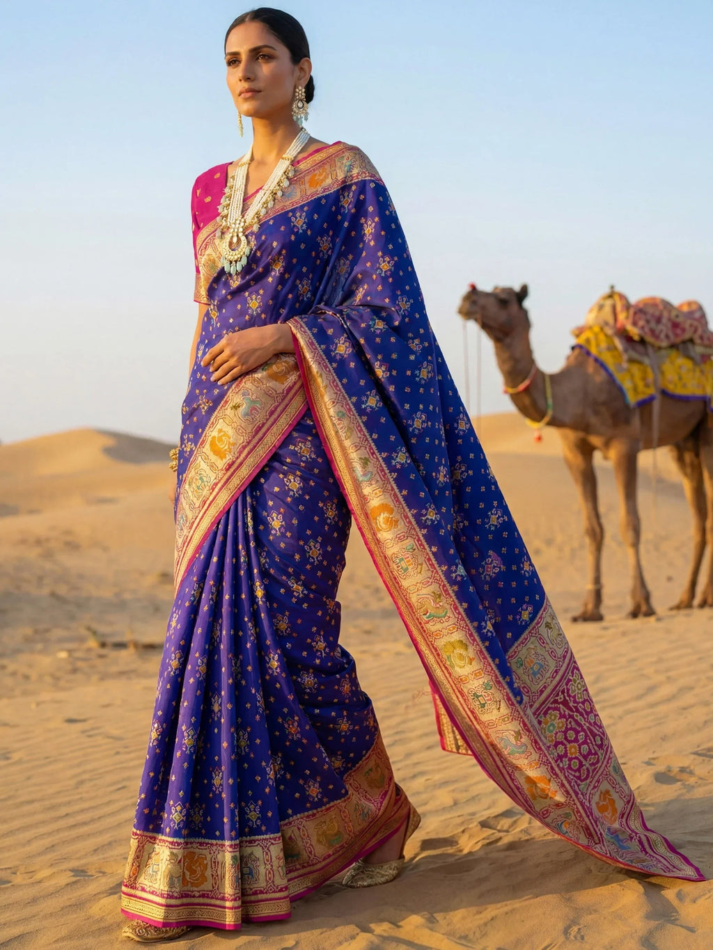 Purple Incredible Zari Weaving Silk Wedding Wear Saree With Blouse