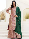Purple Captivating Zari Weaving Jacquard Festive Wear Palazzo Suit