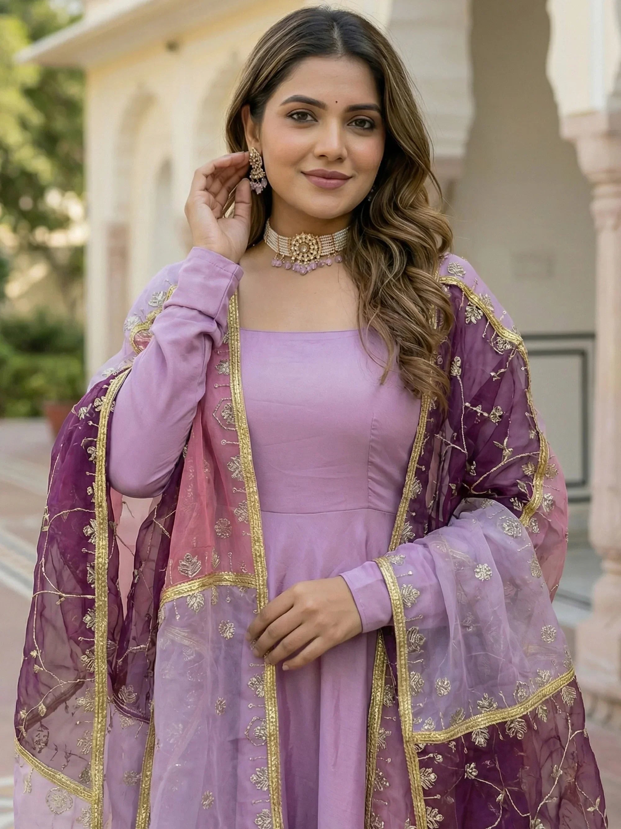 Pink Superb Silk Festive Wear Palazzo Suit With Sequins Dupatta