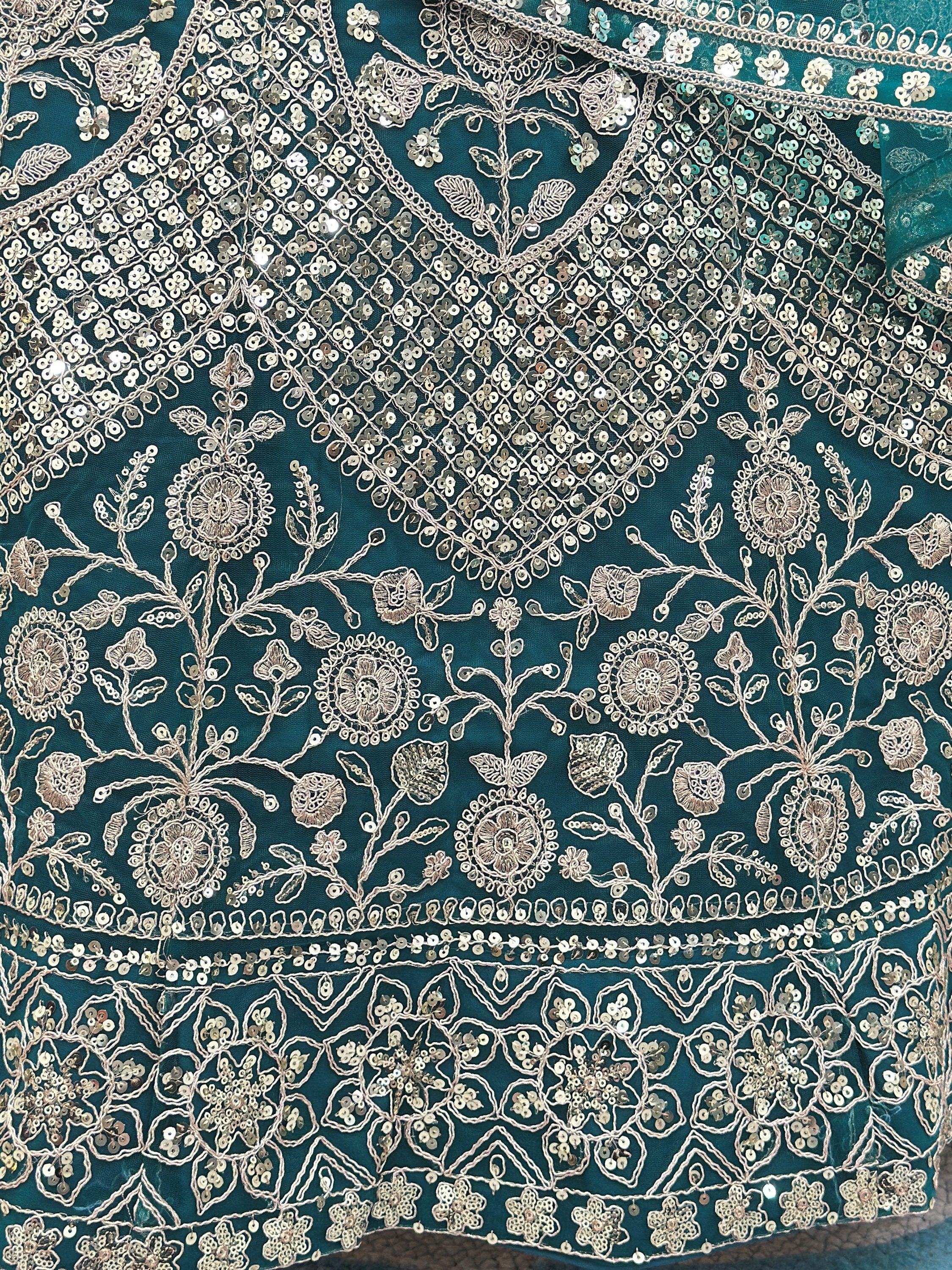 Sea Green Notable Sea Sequins Net Reception Wear Lehenga Choli